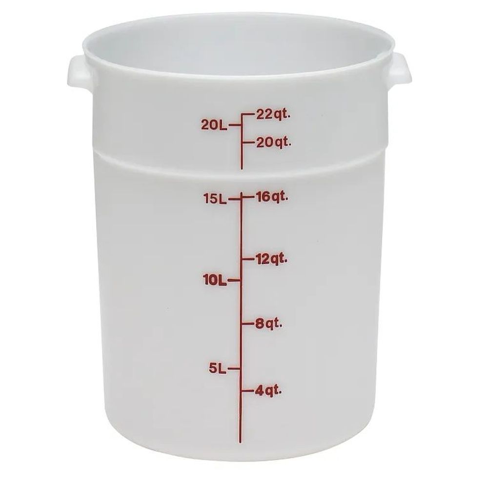 Cambro Camrounds Classic Series Natural White Poly Round Food Storage Container, 22 Quart -- 6 Per Case