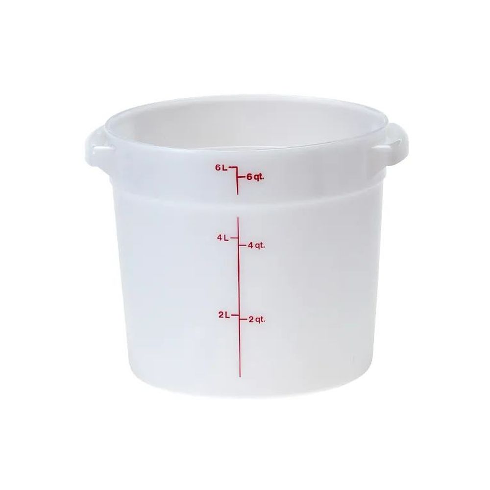 Cambro Camrounds Classic Series Natural White Poly Round Food Storage Container, 6 Quart Capacity -- 12 Per Case