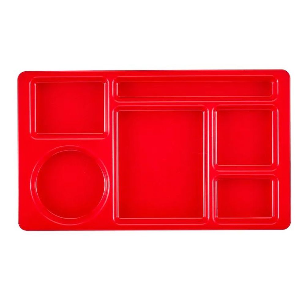 Cambro Camwear Red Polycarbonate 2 X 2 Six Compartment School Tray, 15 X 8 3/4 Inch -- 24 Per Case