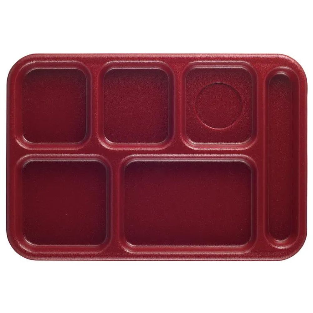 Cambro Camwear Cranberry 6 Compartment Serving Tray, 10 X 14 1/2 X 3/4 Inch -- 24 Per Case