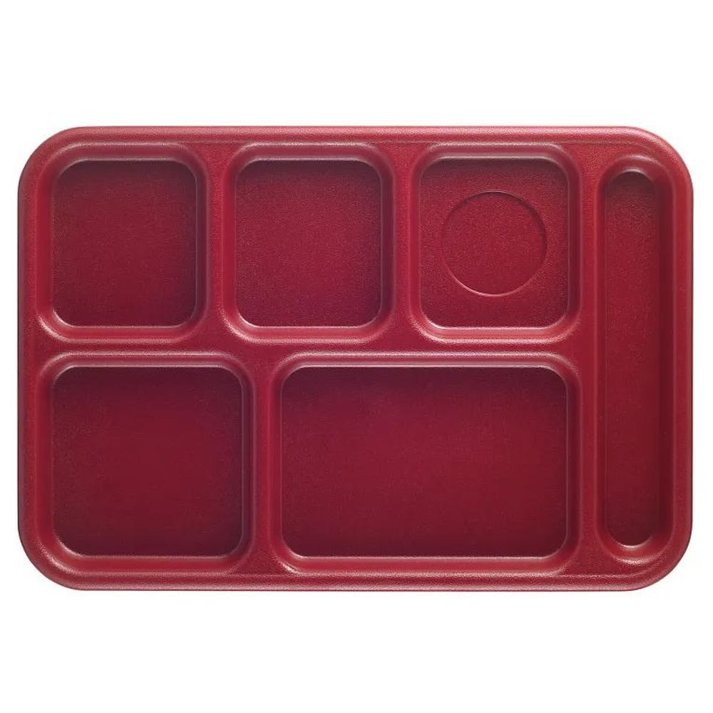 Cambro Budget Cranberry Abs Plastic 6 Compartment School Tray, 14.5 X 10 X 3/4 Inch -- 24 Per Case