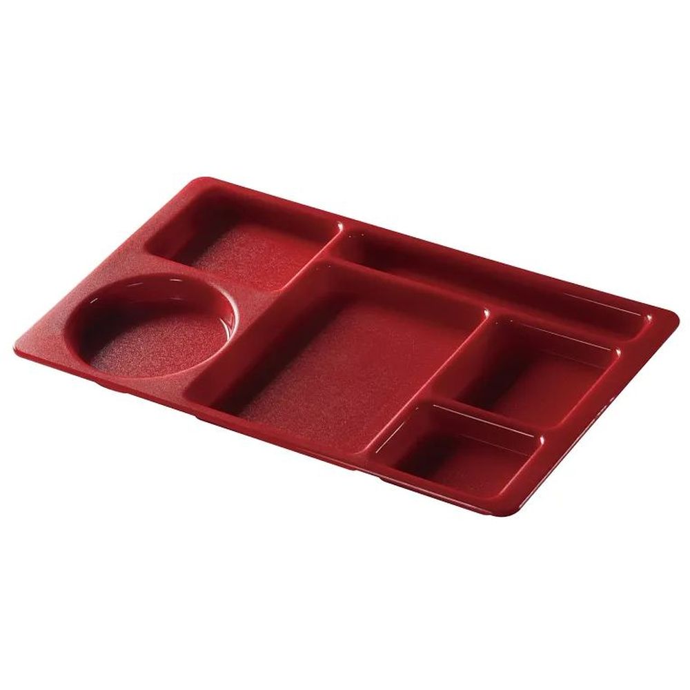 Cambro Camwear Cranberry Polycarbonate 2 X 2 Six Compartment School Tray, 15 X 8 3/4 Inch -- 24 Per Case