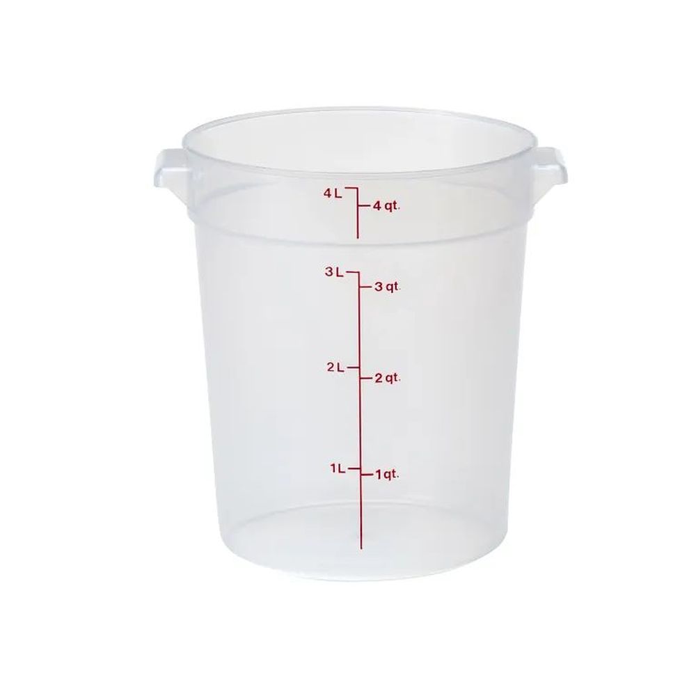 Cambro Camrounds Classic Series Translucent Plastic Round Food Storage Container, 4 Quart Capacity -- 12 Per Case