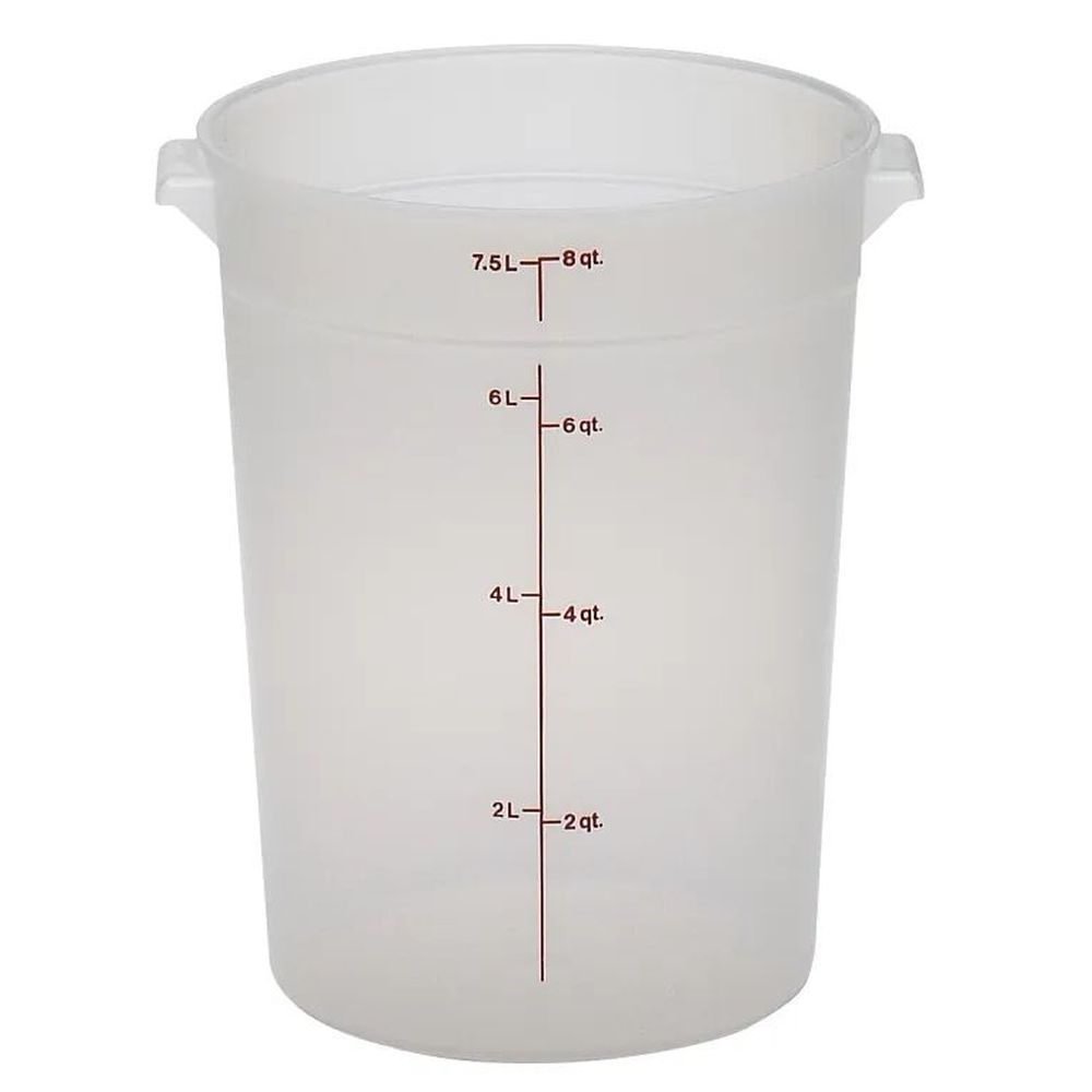 Cambro Camrounds Classic Series Translucent Plastic Round Food Storage Container, 8 Quart Capacity -- 12 Per Case
