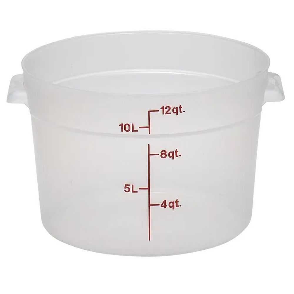 Cambro Camrounds Classic Series Translucent Plastic Round Food Storage Container, 12 Quart Capacity -- 6 Per Case