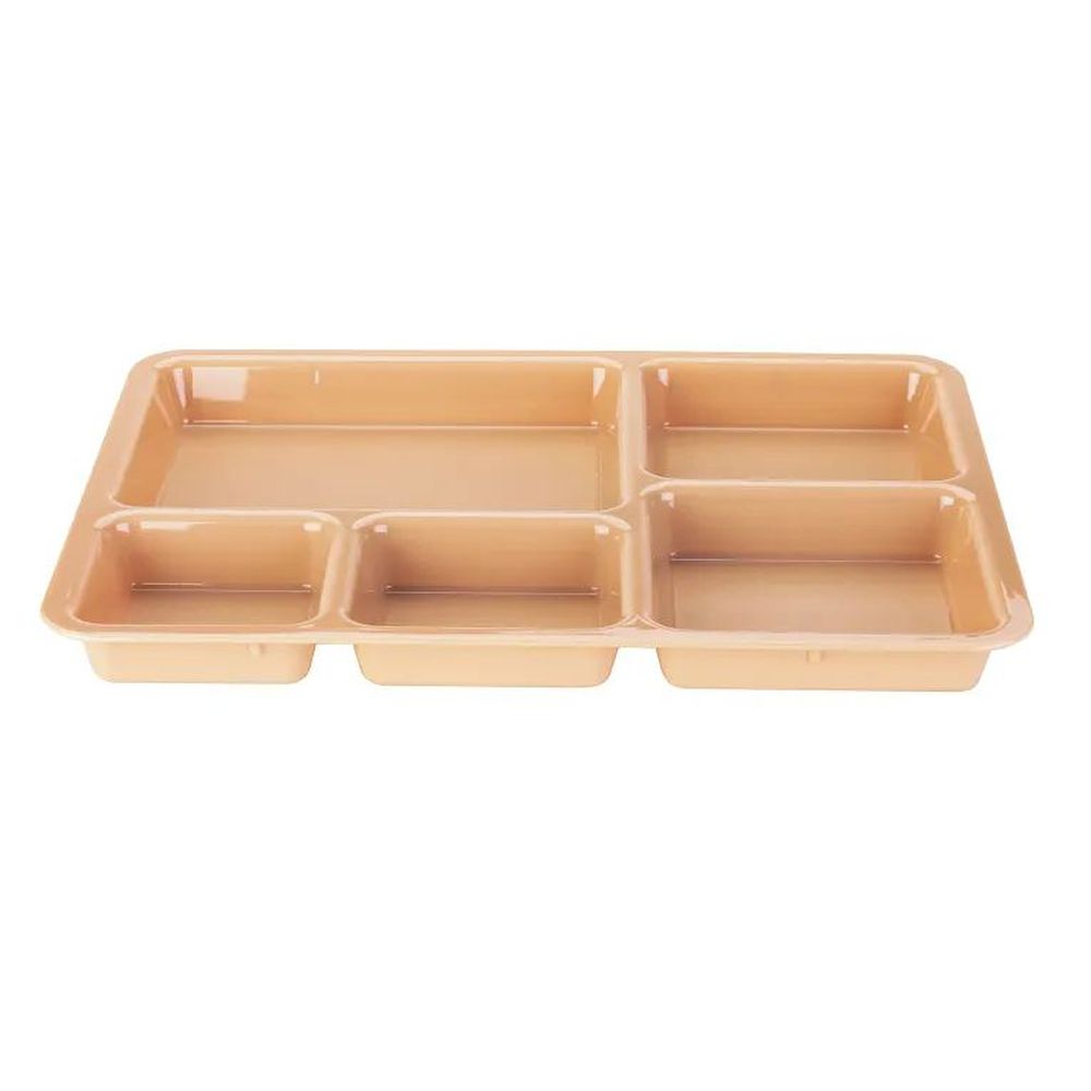 Cambro Camwear Beige Polycarbonate 5 Compartment Base Tray On Tray Meal Delivery Tray, 14 3/8 X 10 9/16 X 1 1/4 Inch -- 24 Per Case