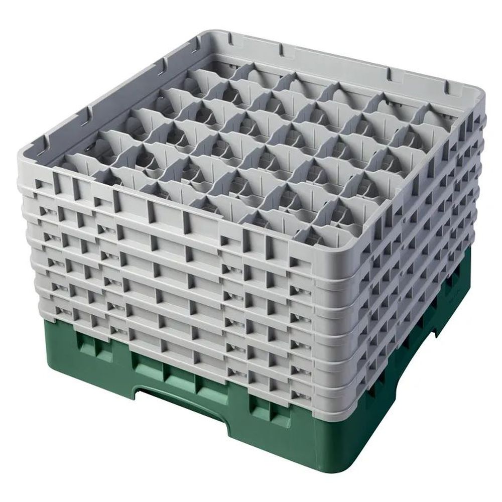 Cambro Camrack Sherwood Green Plastic Full Size 36 Compartment Glass Rack For 2 7/8 X 11 3/4 Inch Glass, 19 3?4 X 19 3?4 X 13 3/4 Inch -- 2 Per Case