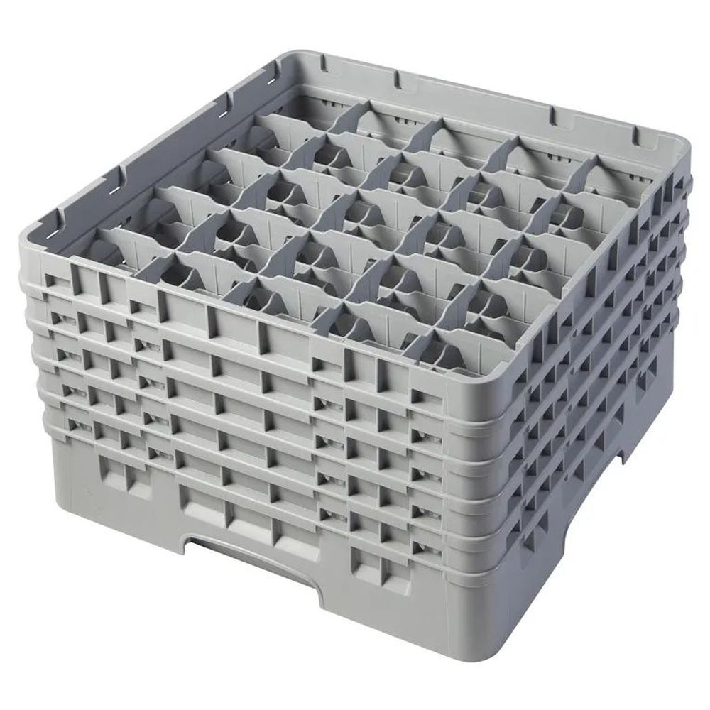 Cambro Camrack Soft Gray Plastic Full Size 25 Compartment Glass Rack For 3 7/16 X 10 1/8 Inch Glass, 19 3?4 X 19 3?4 X 12 1/8 Inch -- 2 Per Case