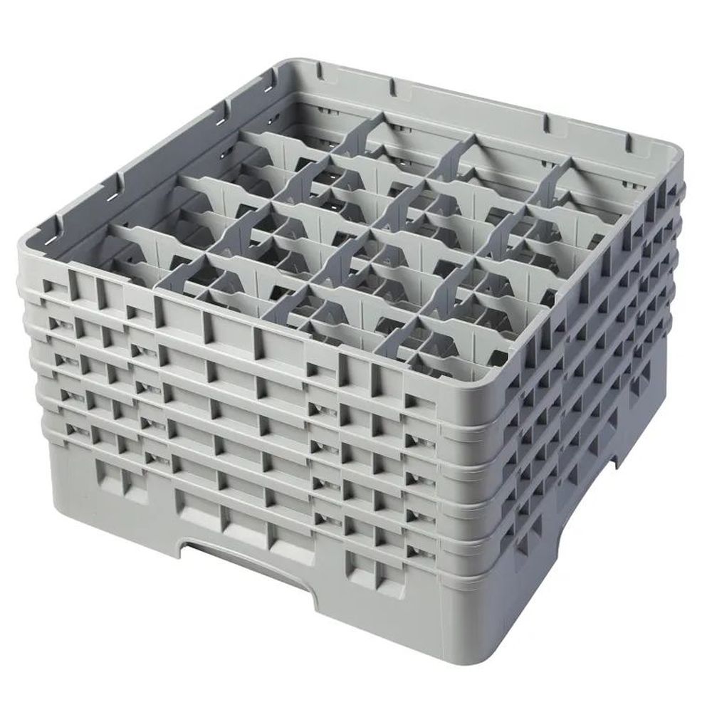 Cambro Camrack Soft Gray Plastic Full Size 16 Compartment Glass Rack For 4.375 X 10 1/8 Inch Glass, 19 3?4 X 19 3?4 X 12 1?8 Inch -- 2 Per Case