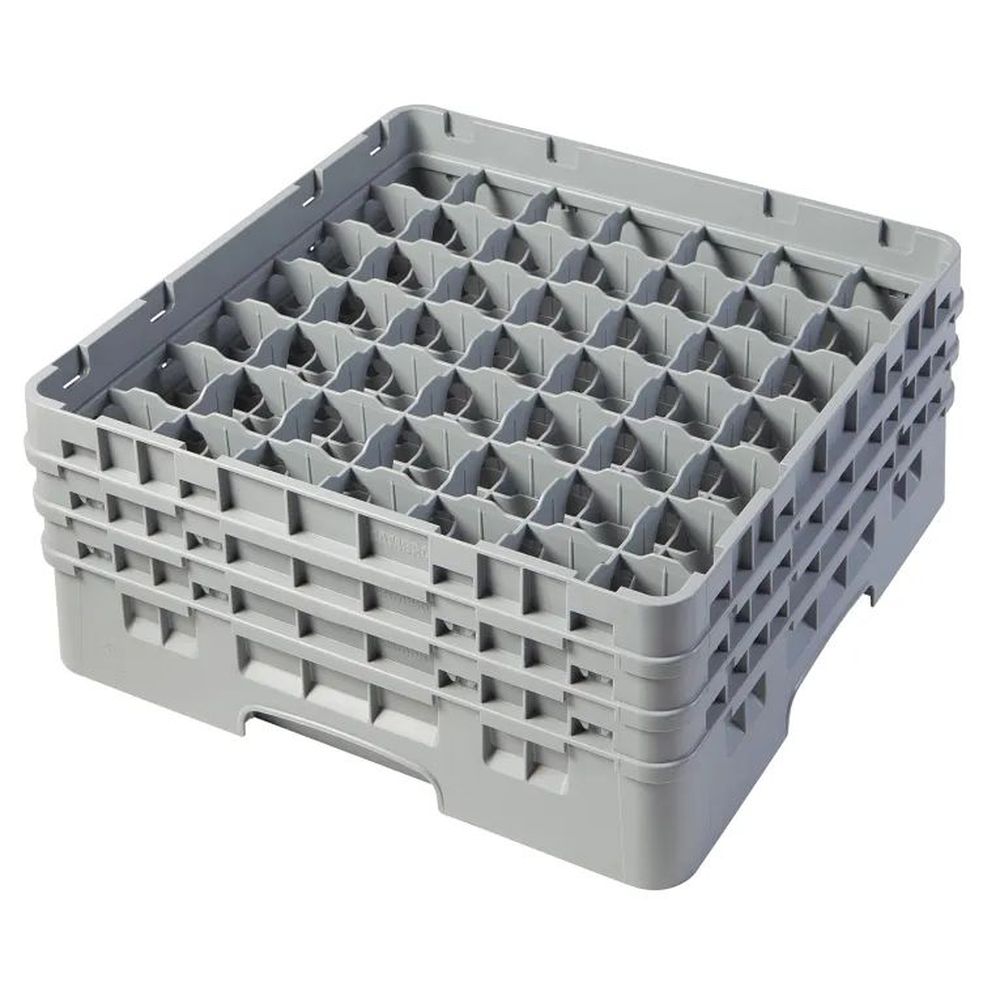 Cambro Camrack Soft Gray Plastic Full Size 49 Compartment Glass Rack For 2 7?16 X 6 7/8 Inch Glass, 19 3?4 X 19 3?4 X 8 7/8 Inch -- 3 Per Case