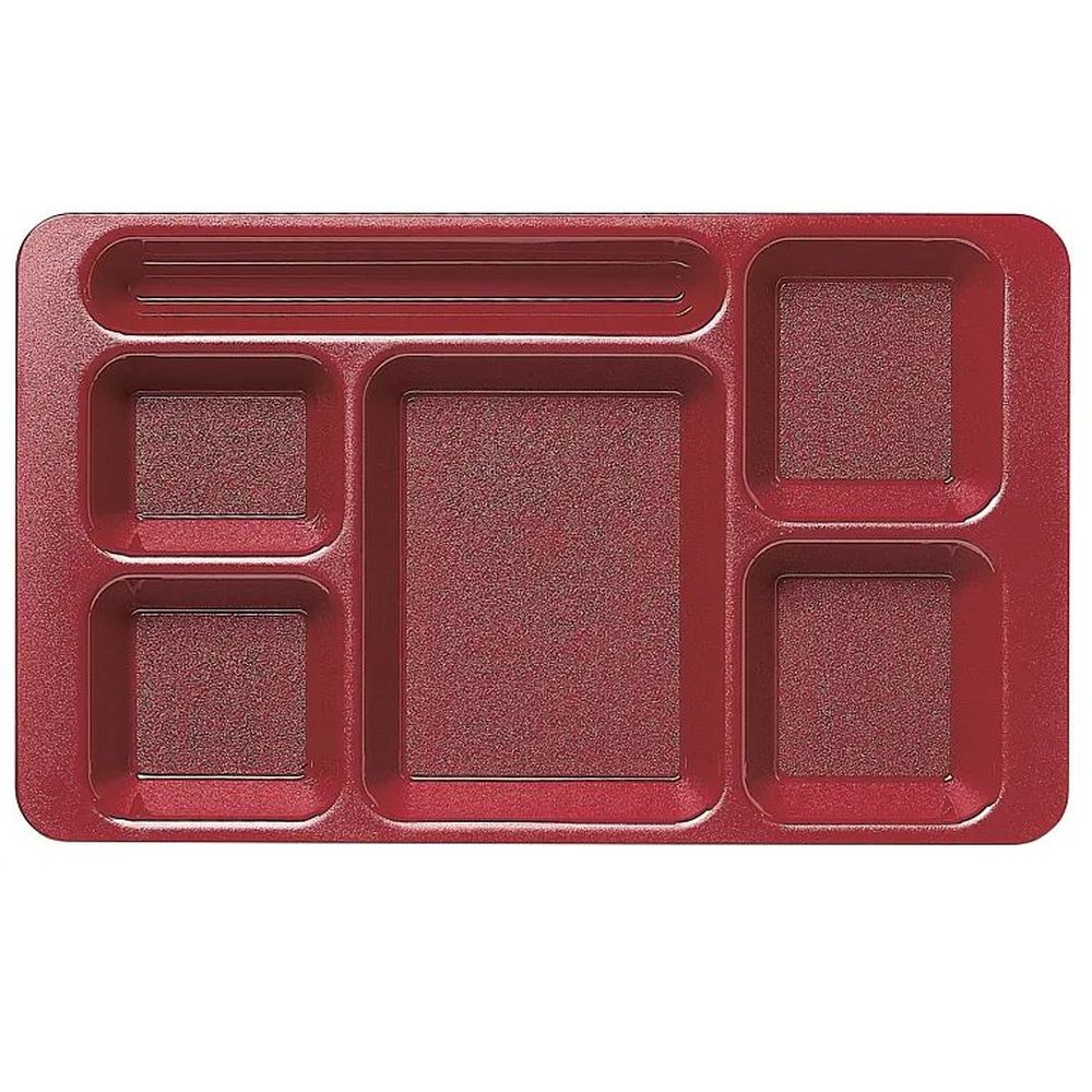Cambro Cranberry Co-polymer Rectangular 2 X 2 Compartment School Tray, 15 X 9 Inch -- 24 Per Case