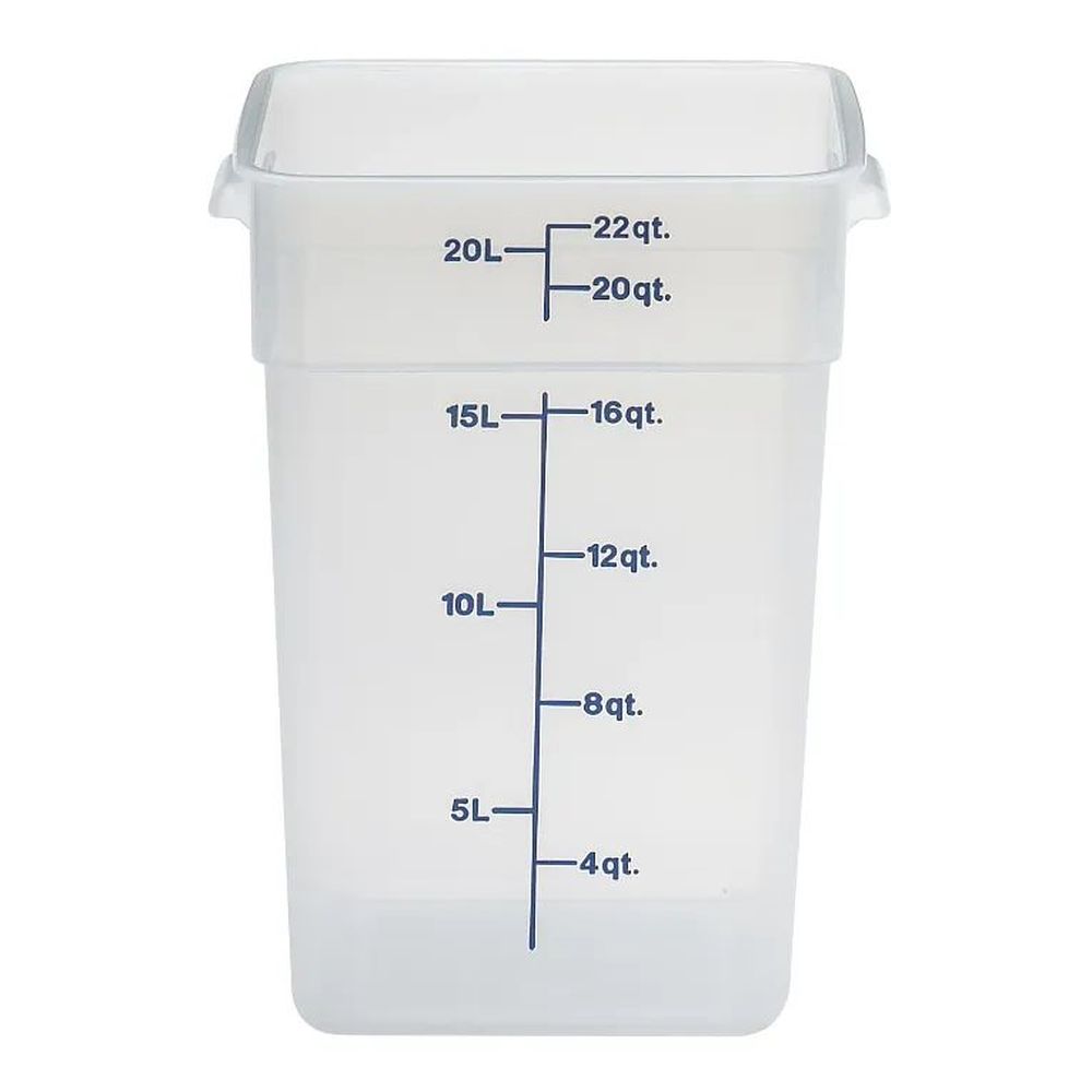 Cambro Camsquares Classic Translucent Polypropylene Food Storage Container With Midnight Blue Graduation, 22 Quart Capacity -- 6 Per Case