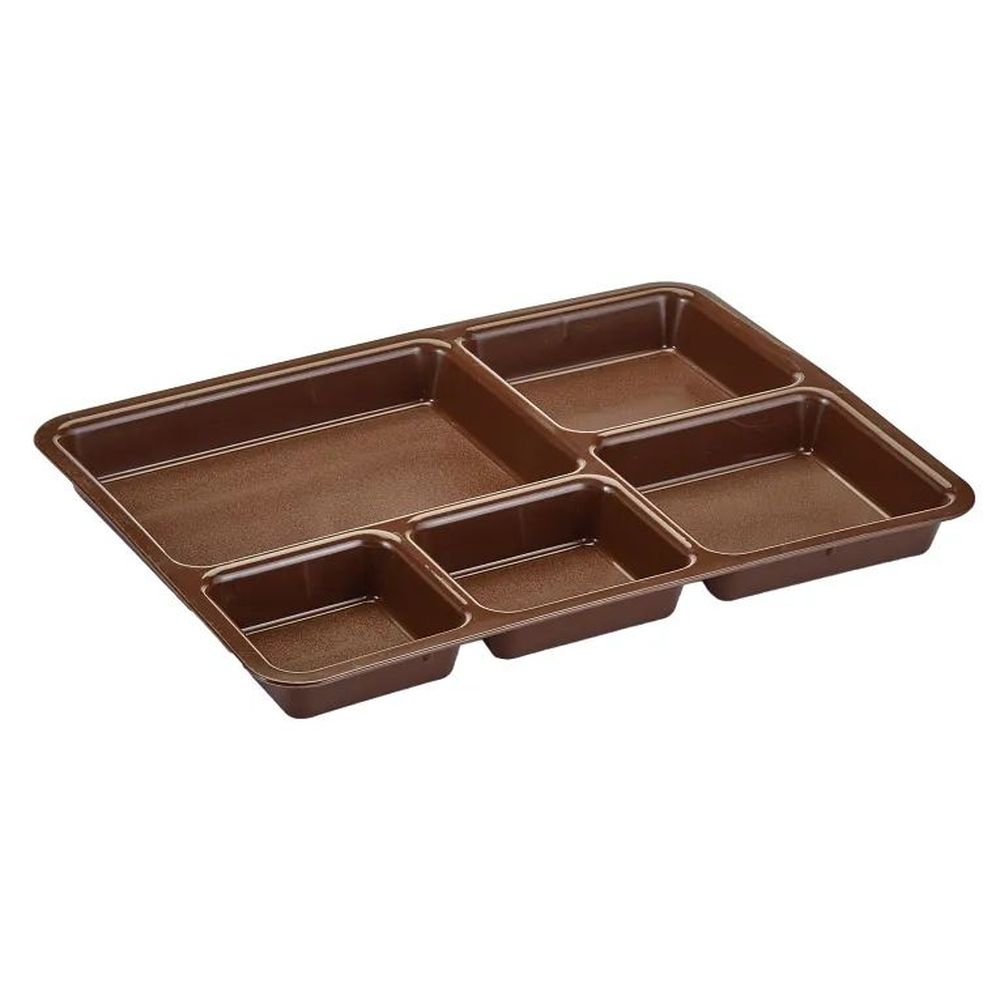 Cambro Brown Co Polymer 5 Compartment Base Tray On Tray Meal Delivery Tray, 14 3/8 X 10 9/16 X 1 1/4 Inch -- 24 Per Case