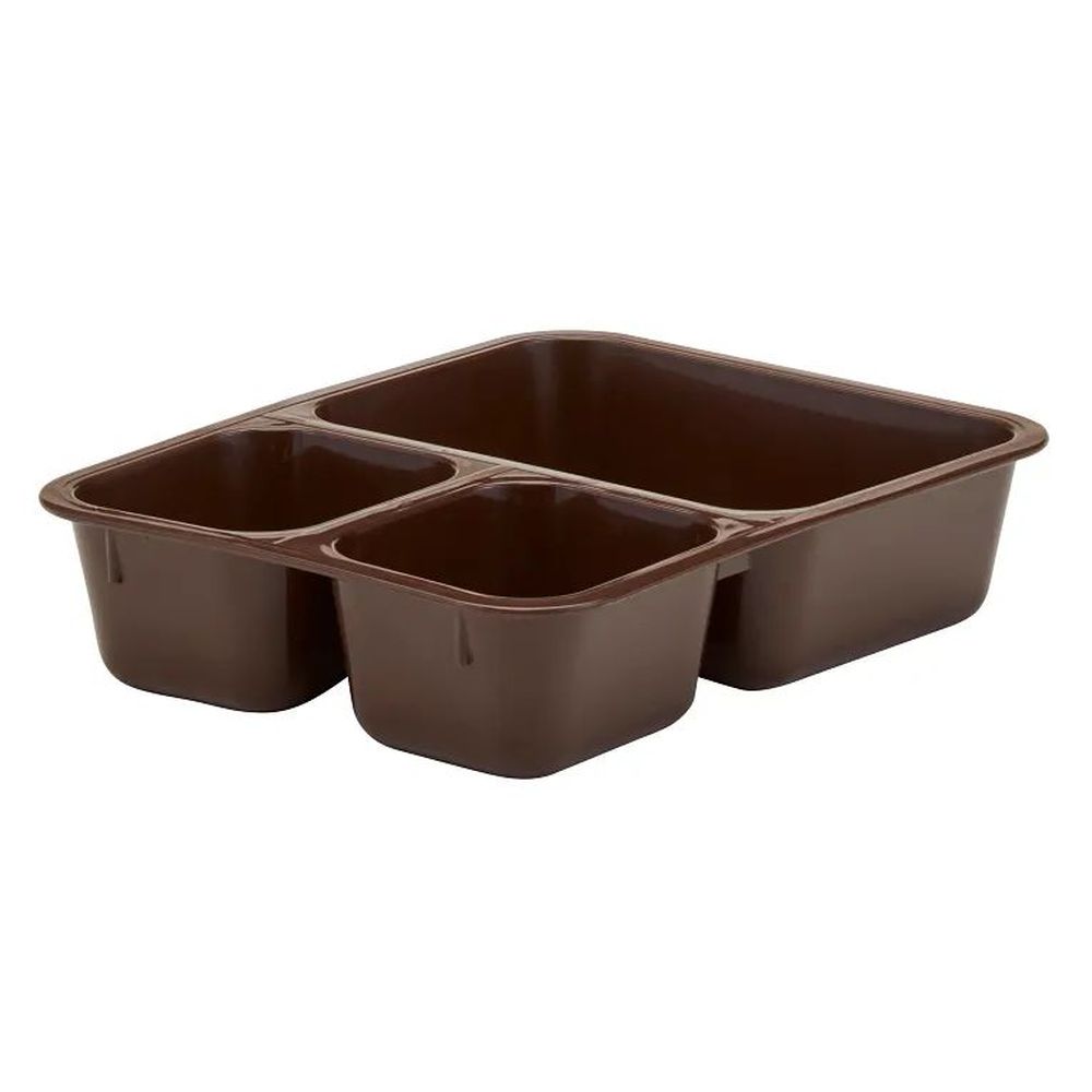 Cambro Tray On Tray Brown Co Polymer 3 Compartment Meal Delivery Insert Tray, 8 9/16 X 6 1/4 X 1 7/8 Inch -- 24 Per Case