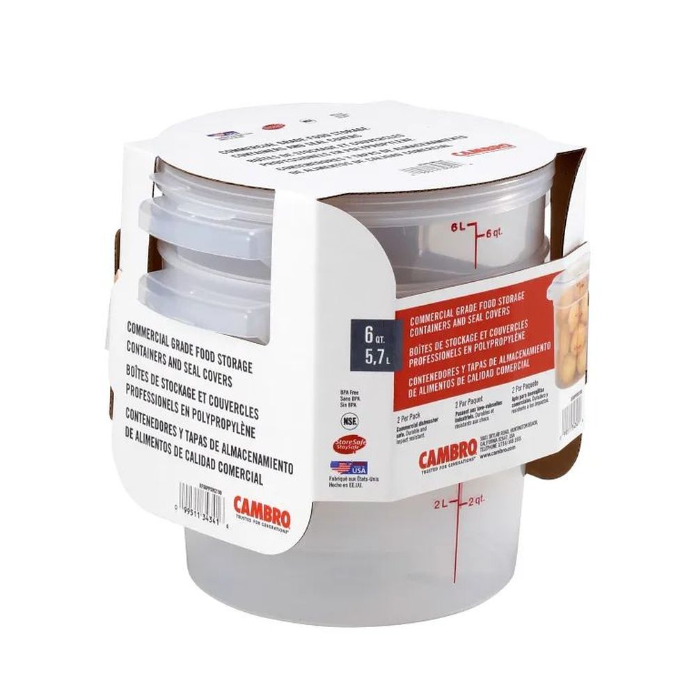 Cambro Translucent Round Food Storage Container, 6 Quart Capacity -- 12 Per Case