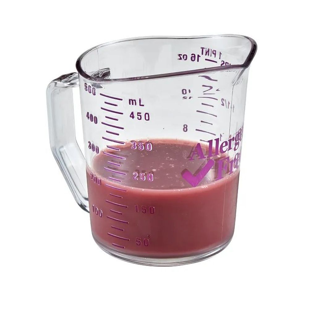 Cambro Camwear Clear Polycarbonate Measuring Cup With Allergen Free Purple Graduation, 1 Pint Capacity -- 12 Per Case