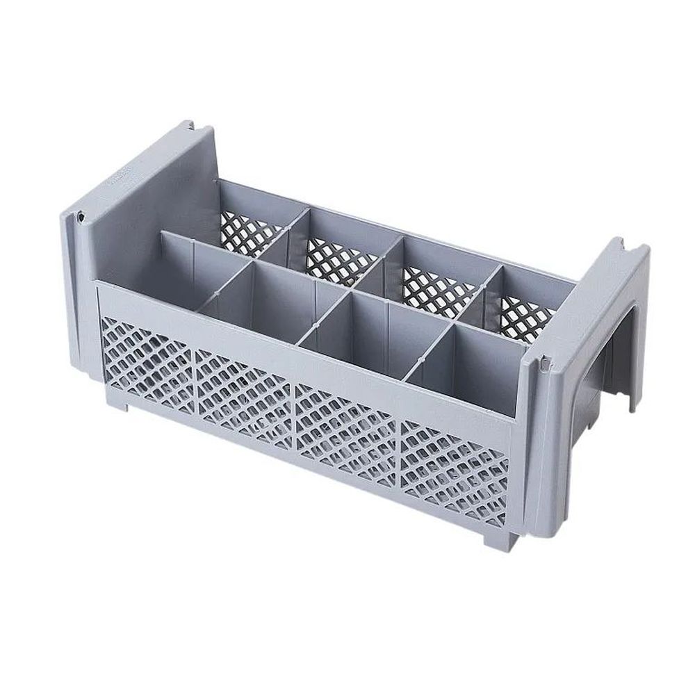 Cambro Camrack Soft Gray Plastic Half Size 8 Compartment Flatware Basket Without Handle, 4 3/4 Inch Inside Height -- 6 Per Case