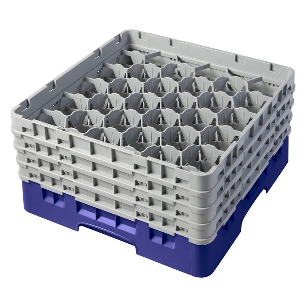 Cambro Camrack Navy Blue Plastic Full Size 30 Compartment Glass Rack For 3 1/8 X 8 1/2 Inch Glass, 19 3?4 X 19 3?4 X 10.5 Inch -- 2 Per Case