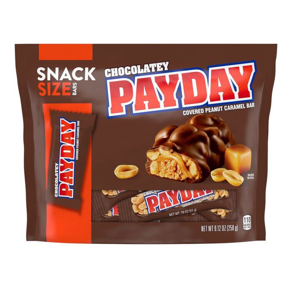 Payday Chocolatey Covered Peanut And Caramel Snack Size Candy Bar, 9.12 Ounce -- 8 Per Case