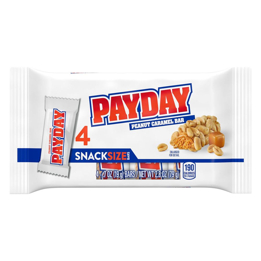 Payday Peanut Caramel Snack Size Candy Bar, 2.8 Ounce -- 24 Per Case