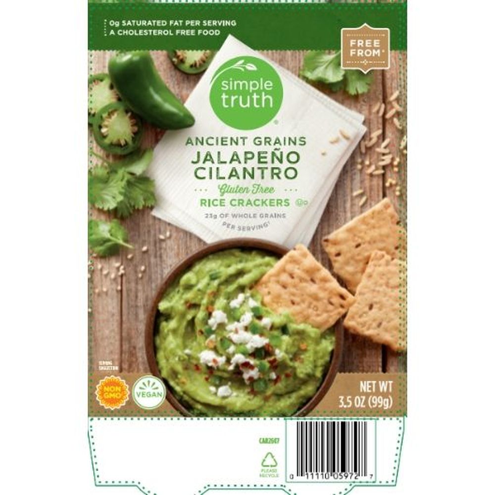 Simple Truth Ancient Grains Jalapeno Cilantro Rice Crackers, 3.5 Ounce -- 12 Per Case
