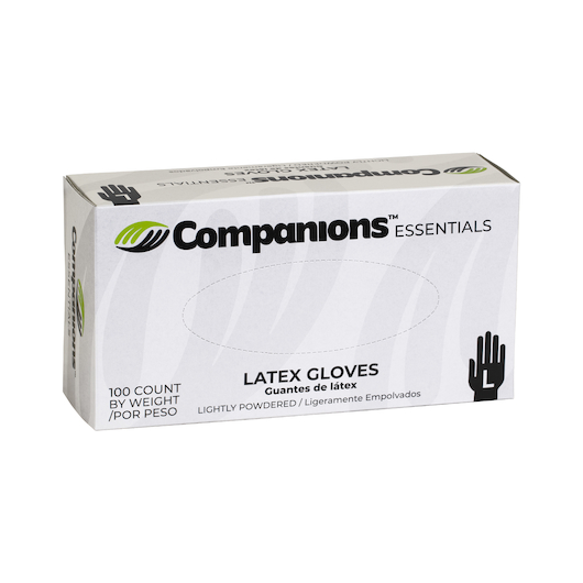 Companions Essentials Large Powdered Latex Gloves, 100 Count -- 10 Per Case