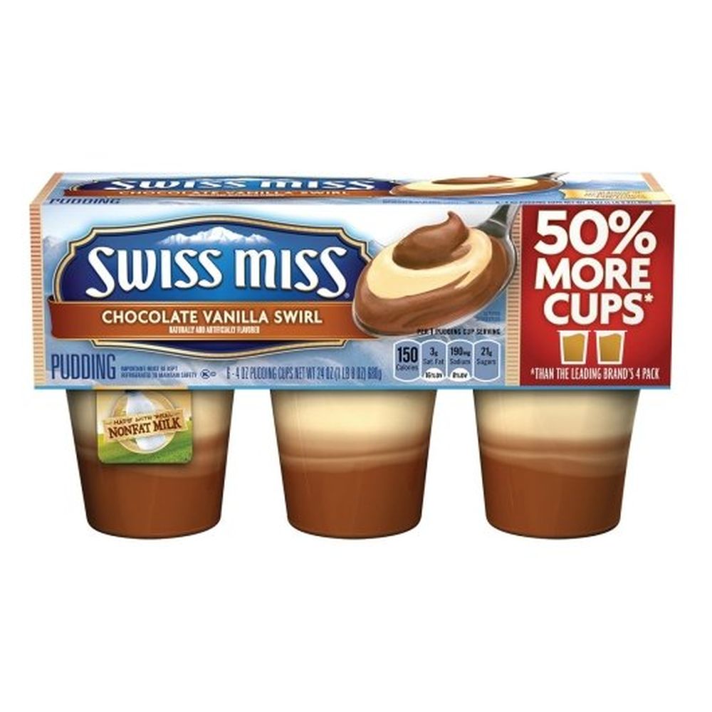 Swiss Miss Chocolate Vanilla Swirl Pudding, 4 Ounce -- 48 Per Case