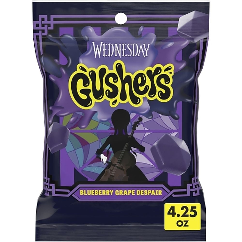 Gushers Wednesday Addams Blueberry Grape Fruit Snacks, 4.25 Ounce -- 48 Per Case
