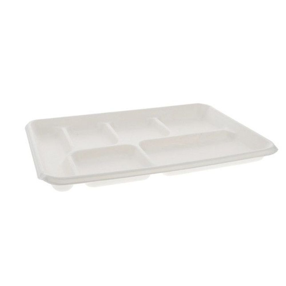 Earthchoice White Compostable Fiber Blend 6-compartment School Lunch Tray, 8.5 X 12.5 X 1 Inch -- 250 Per Case