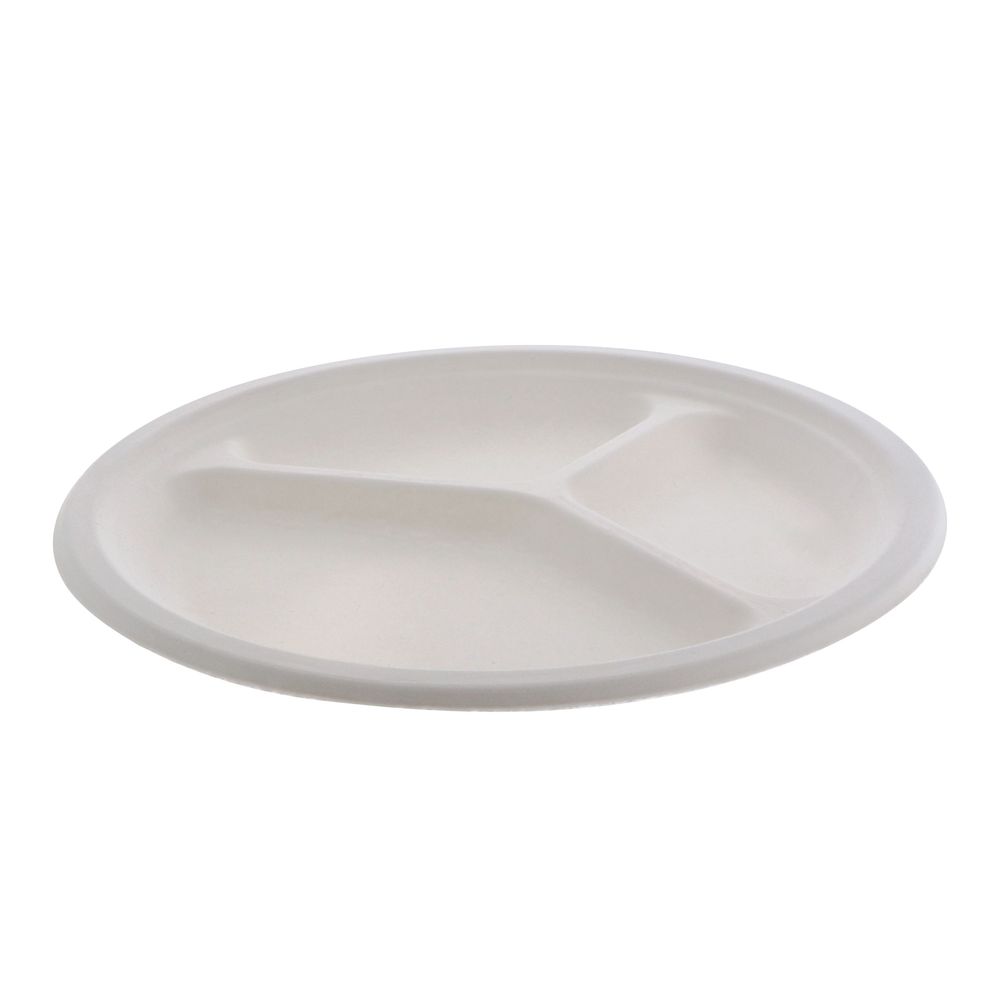 Earthchoice Natural Molded Fiber 3-compartment Plate, 10 Inch -- 500 Per Case