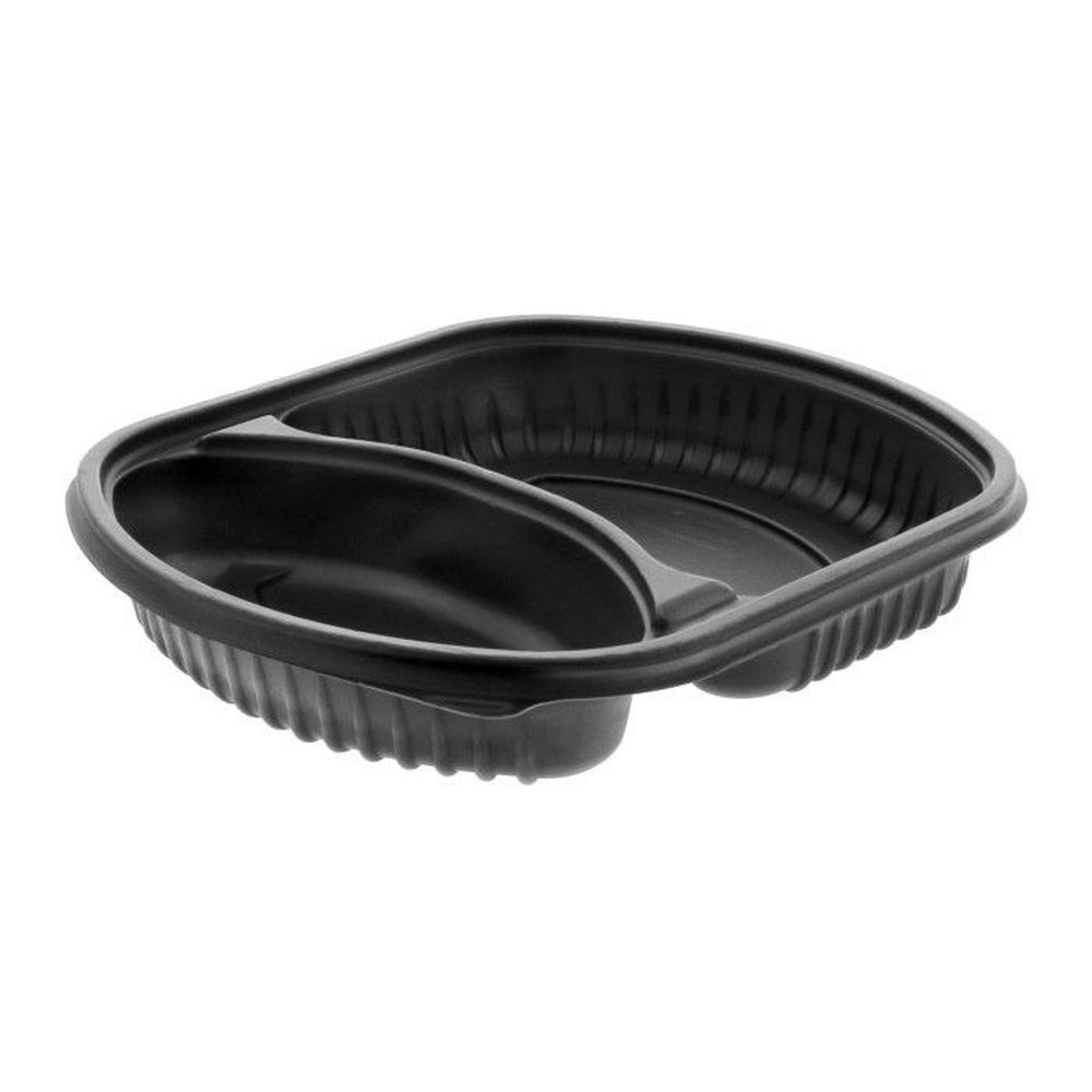 Evergreen MealMaster Black MFPP Evergreen 2 Compartment Rectangle Container