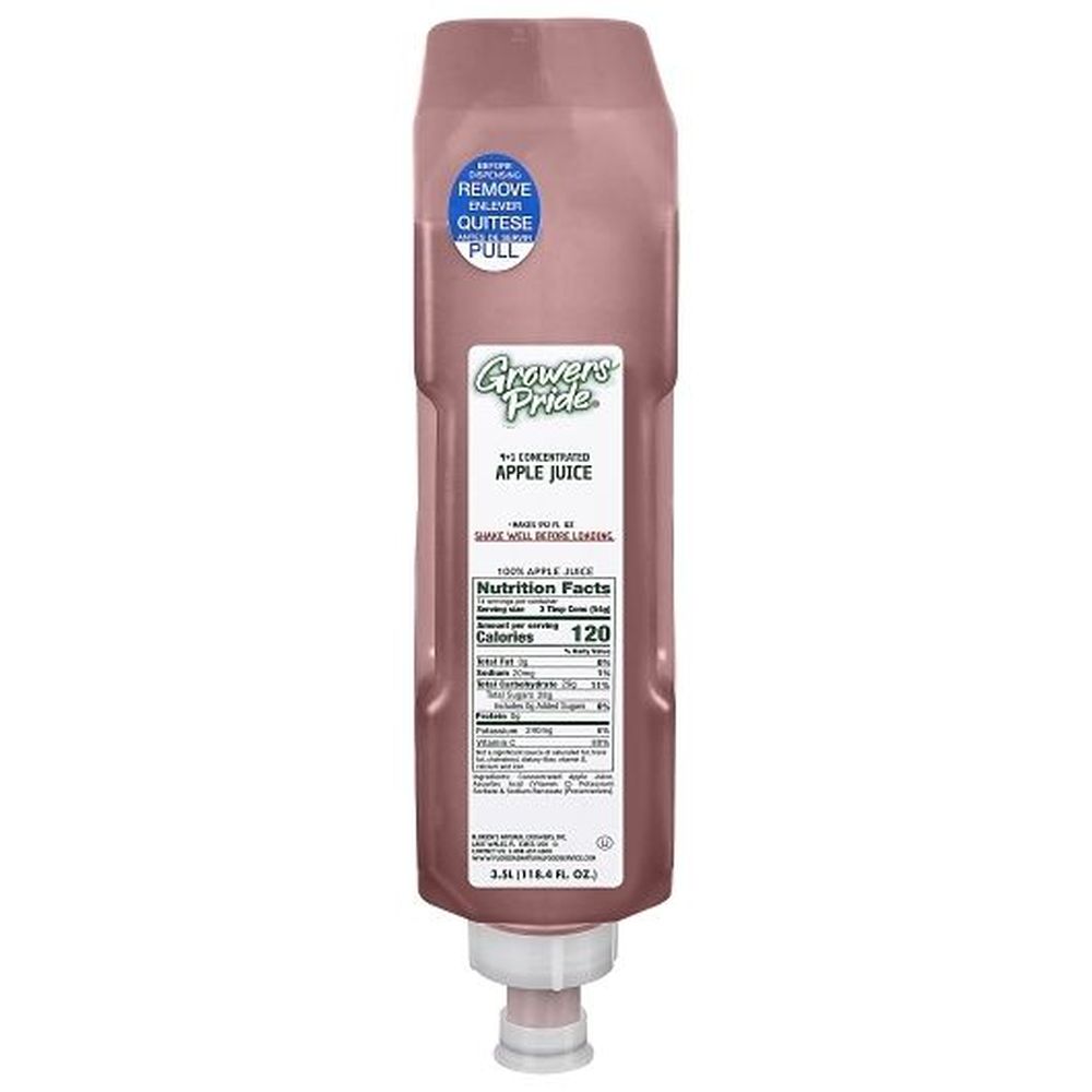 Growers Pride 4 Plus 1 Concentrated 100 Percent Apple Juice, 3.5 Liter -- 3 Per Case