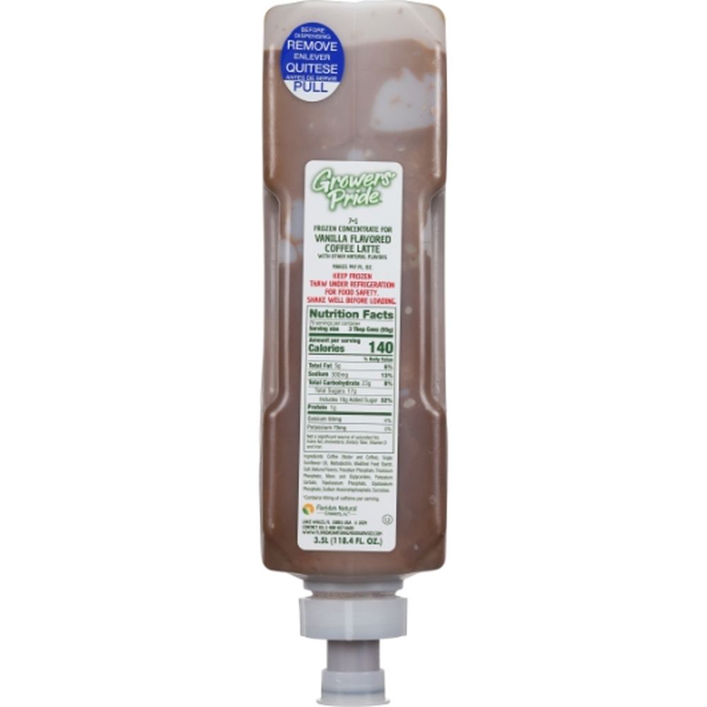 Growers Pride 7 Plus 1 Concentrated Vanilla Coffee Latte, 3.5 Liter -- 3 Per Case