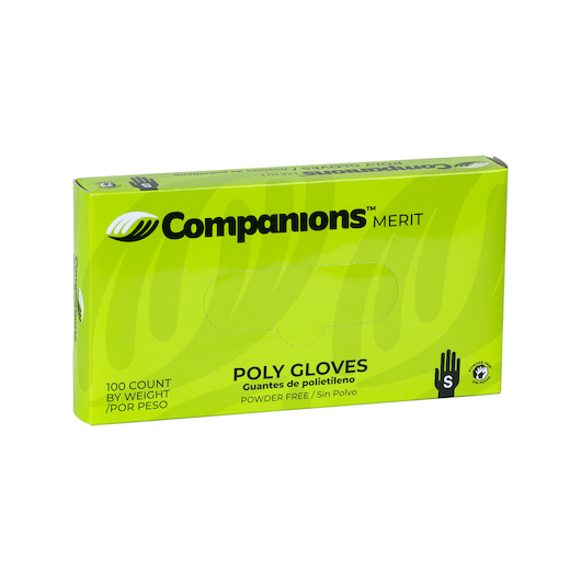 Companions Merit Small Poly Gloves, 100 Count -- 10 Per Case