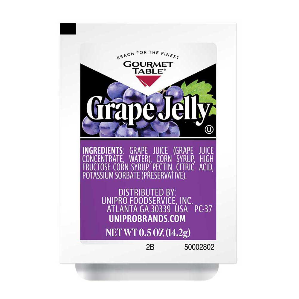 Gourmet Table Assorted Grape Jam Mixed Fruit Jelly And Strawberry Jam, 0.5 Ounce -- 200 Per Case