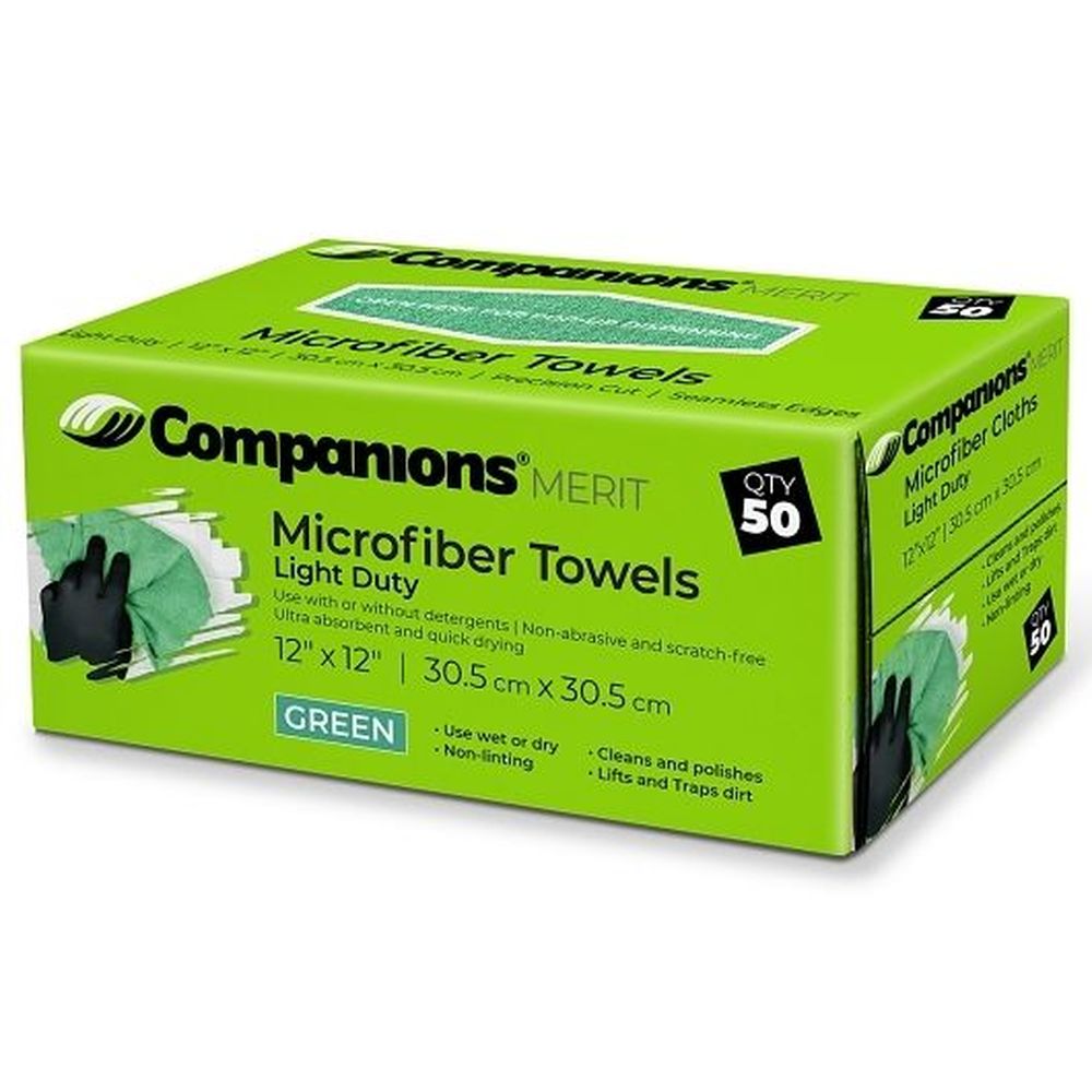 12 x 12 inch Green Light Duty Microfiber Towel