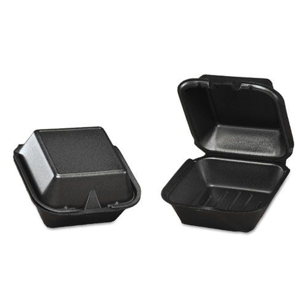 Snap It Lock Black Foam Large Hinged Sandwich Container