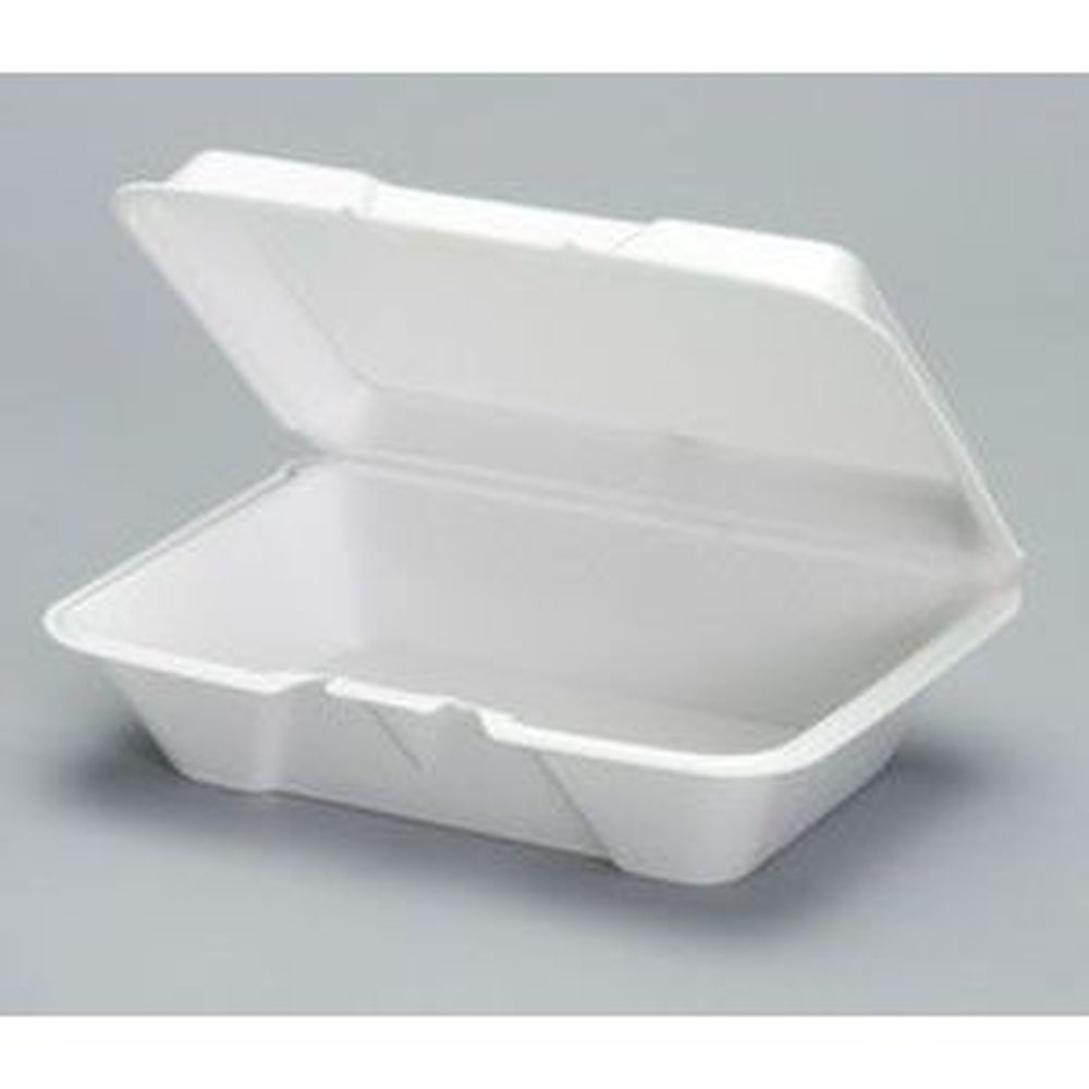 White Large 1 Compartment Deep Vented Hinged Foam Container