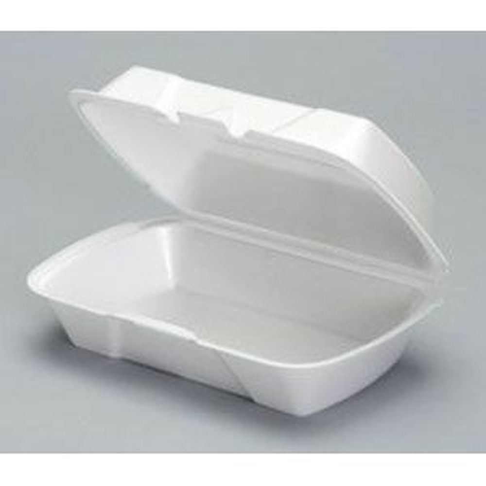 White Deep 1-Compartment Hinged Foam Container