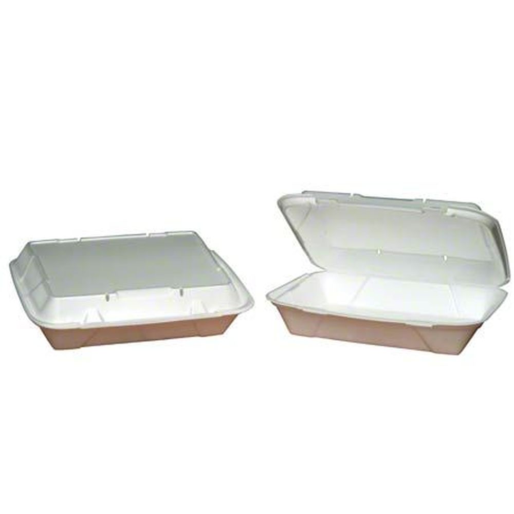Snap It Lock White Foam Super Jumbo Rectangle Hinged Container