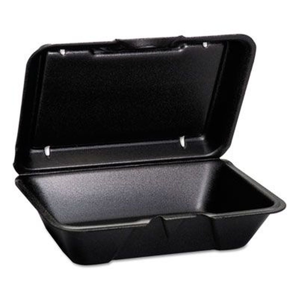 Black Large 1 Compartment Hinged Foam Container