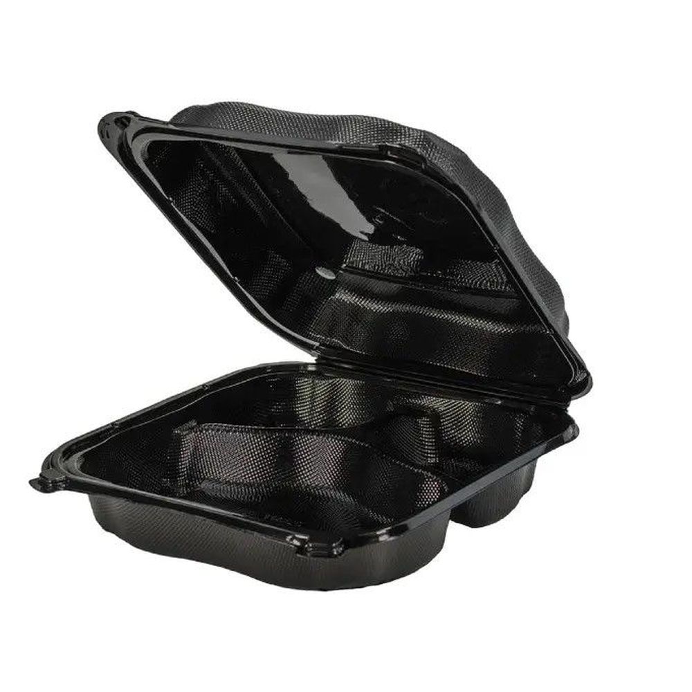 Black Clover xL Square 3 Compartment Hinged Foam Container