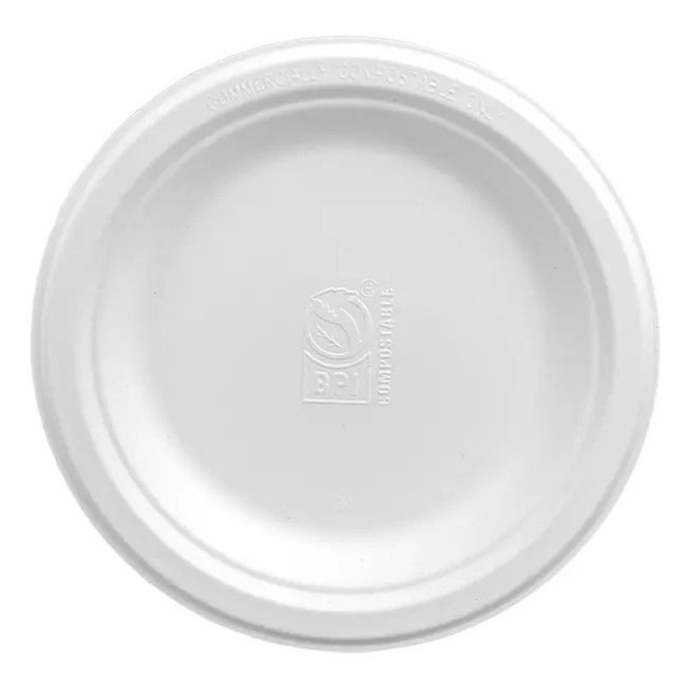 Harvest Molded Fiber Natural White PFAS Free Round Snack Plate