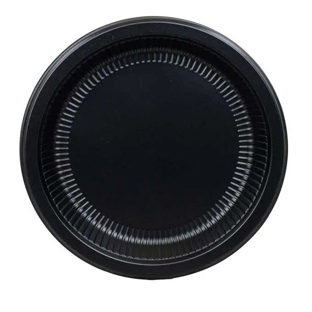 GenWare Black Polypropylene Round Ribbed Plate