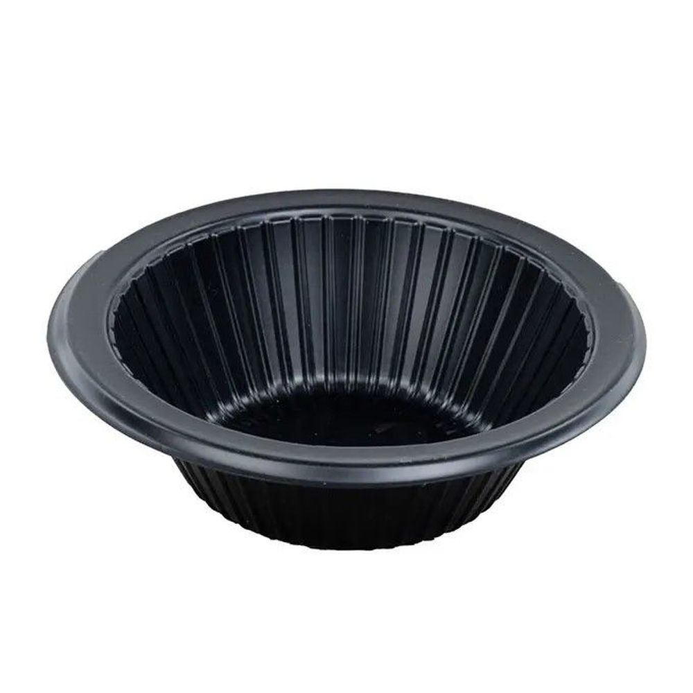 GenWare Black Polypropylene Round Ribbed Bowl