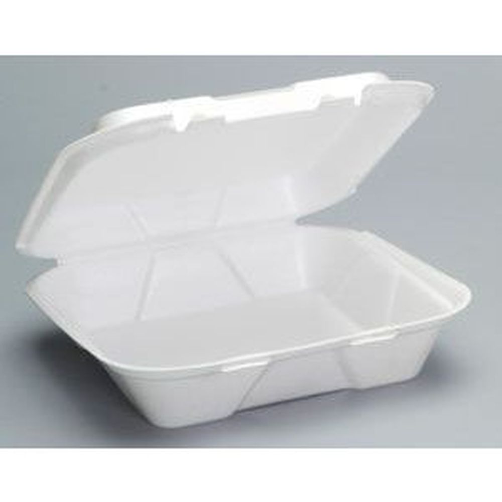 Snap It Lock White Foam Large 1-Compartment Hinged Container