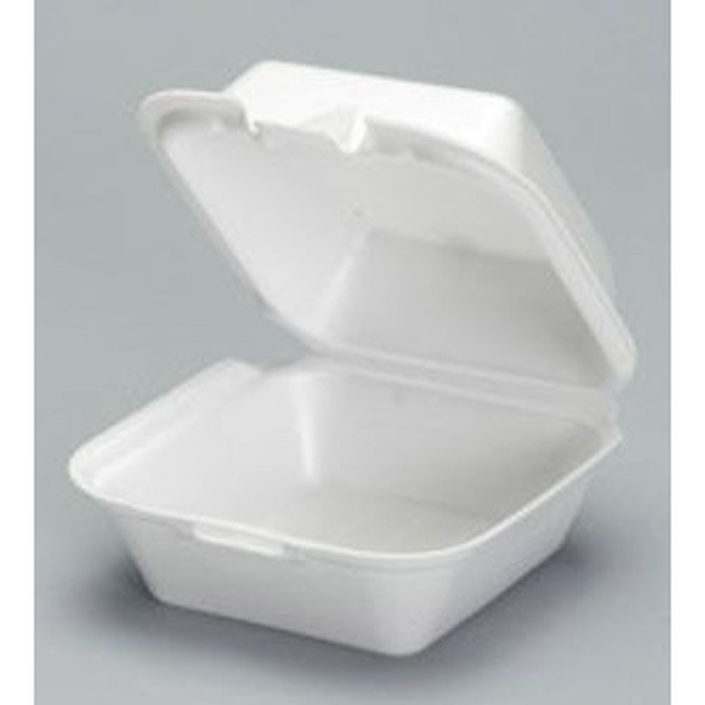 Snap It Lock White Foam Large Hinged Sandwich Container