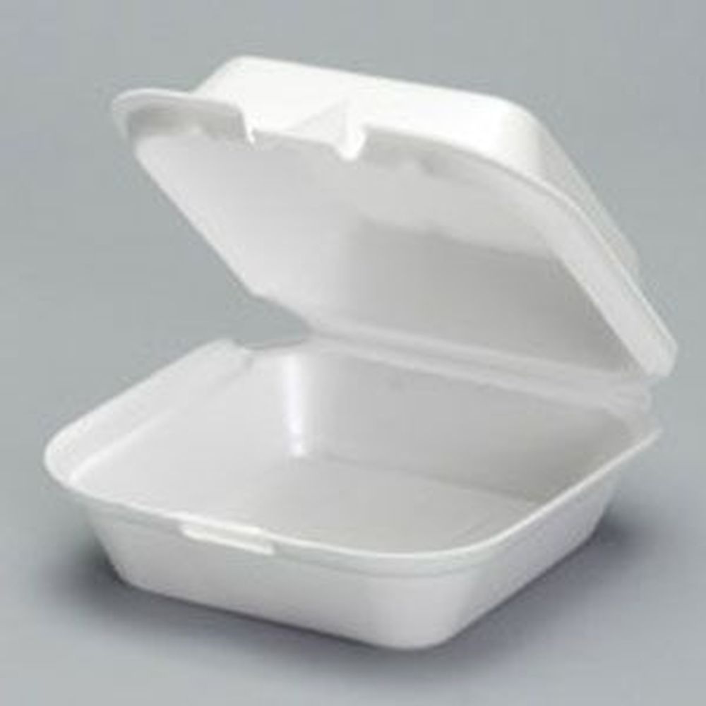 Snap It Lock White Foam Jumbo Hinged Sandwich Container