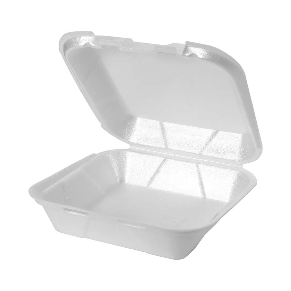 Snap It Lock White Foam Medium 1 Compartment Square Hinged Container