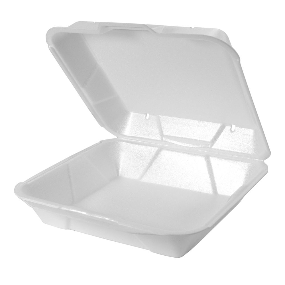 White Jumbo 1 Compartment Hinged Foam Container